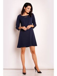INFINITE YOU Sukienka w kolorze granatowym rozmiar: XL. Niebieskie sukienki Infinite You, xl, bez wzorów, bez kołnierzyka, bez ramiączek, mini. Za 192,45 zł.
