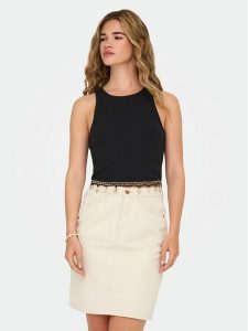 ONLY Top Shelly 15325019 Czarny Slim Fit. Czarne topy ONLY, s, bez wzorów, z bawełny, bez kołnierzyka, bez ramiączek. Za 59,99 zł.