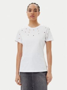 Silvian Heach T-Shirt GPP25070TS Biały Regular Fit. Białe t-shirty Silvian Heach, s, bez wzorów, z bawełny, bez kołnierzyka, bez ramiączek. Za 79,99 zł.