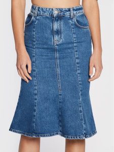 Pinko Spódnica jeansowa Gracchio 1J1119 A0A0 Niebieski Regular Fit. Niebieskie spódnice Pinko, bez wzorów, z bawełny. Za 489,99 zł.