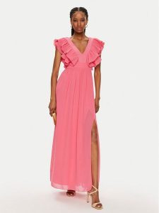 Rinascimento Sukienka koktajlowa CFC0119287003 Różowy Regular Fit. Czerwone kombinezony Rinascimento, m, bez wzorów, z syntetyku, wizytowe, bez kołnierzyka, bez ramiączek. Za 469,99 zł.