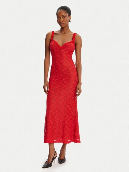 Bardot Sukienka koktajlowa Alegra Stretch Lace 59964DB Czerwony Regular Fit. Czerwone kombinezony Bardot, bez wzorów, z syntetyku, wizytowe, bez kołnierzyka, bez ramiączek. Za 369,99 zł.