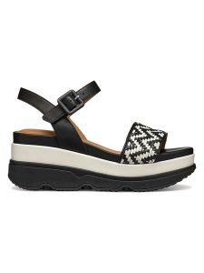 Geox Skórzane sandały "Gardenia" w kolorze czarno-kremowym rozmiar: 37. Brązowe sandały Geox, bez wzorów, z otwartym noskiem, bez obcasa, na koturnie, bez zapięcia. Za 260,99 zł.