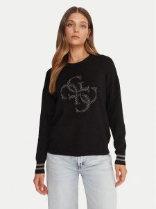 Guess Sweter W5BR42 Z26I2 Czarny Relaxed Fit. Czarne swetry klasyczne Guess, xl, z wiskozy, bez kołnierzyka. Za 369,99 zł.