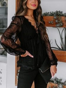 LA Angels Bluzka w kolorze czarnym rozmiar: XL. Czarne bluzki LA Angels, xl, bez wzorów, z koronki, bez kołnierzyka, bez ramiączek. Za 131,43 zł.