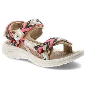 Sandały damskie Lee Cooper, cholewka z materiału tekstylnego wielokolorowe paski z geometrycznym wzorem, beżowe, LCW-26-34-4429L. Brązowe sandały Lee Cooper, bez wzorów, bez obcasa, bez zapięcia. Za 109,00 zł.