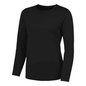 Koszulka Damska Z Długim Rękawem. Fioletowe bluzki JUST COOL, l, bez wzorów, sportowe, bez kołnierzyka, bez ramiączek. Za 58,99 zł.