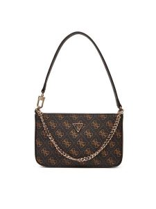 Guess Torebka Noelle II Mini HWQG96 72720 Brązowy. Brązowe torebki klasyczne Guess, z aplikacjami, ze skóry, bez dodatków. Za 309,99 zł.
