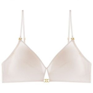 Biustonosz z miękkimi wkładkami do codziennego użytku Ayumu. Brązowe biustonosze Intica, bez wzorów, z materiału. Za 149,00 zł.