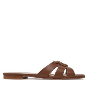 Klapki PINKO. Brązowe klapki Pinko, bez wzorów, bez obcasa. Za 469,99 zł.