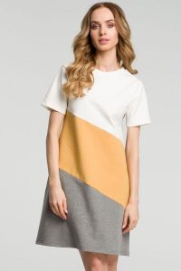 Sukienka sportowa trapezowa bawełniana w paski midi na co dzień. Sukienki Sukienki.shop, na co dzień, na lato, l, bez wzorów, z bawełny, eleganckie, bez kołnierzyka, bez ramiączek, midi, dopasowane. Za 149,00 zł.