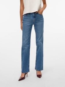 Vero Moda Dżinsy - Comfort fit - w kolorze niebieskim rozmiar: W25/L30. Niebieskie jeansy Vero Moda, z aplikacjami, ze skóry. Za 117,73 zł.