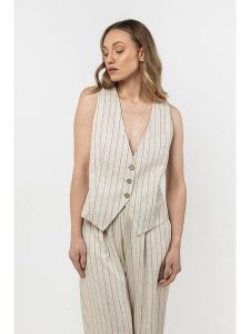 Awama Kamizelka w kolorze beżowym rozmiar: L. Brązowe kamizelki Awama, l, bez wzorów, bez kołnierzyka, bez ramiączek, bez kaptura. Za 127,99 zł.