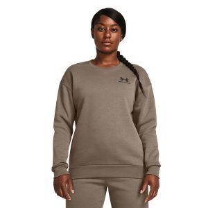 Bluza damska Under Armour Essential Fleece Crew. Brązowe bluzy Under Armour, l, bez wzorów, bez kaptura. Za 209,99 zł.