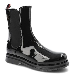 Czarne Botki Tommy Hilfiger Modne Buty Damskie. Czarne botki TOMMY HILFIGER, na jesień, z aplikacjami, ze skóry ekologicznej, bez obcasa, na obcasie, bez zapięcia. Za 359,00 zł.