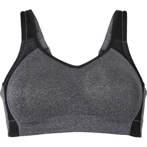 Biustonosz sportowy, średni stopień podtrzymywania biustu. Czarne biustonosze sportowe bonprix, bez wzorów. Za 92,99 zł.