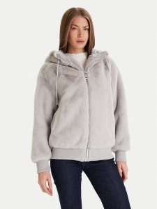 Guess Futro W5BL66 W3890 Szary Regular Fit. Szare płaszcze Guess, xxl, z aplikacjami, z futra, bez kaptura. Za 699,99 zł.