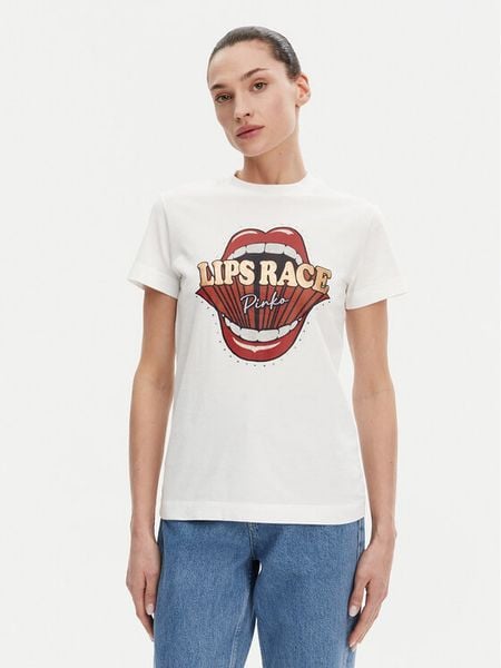 PINKO T-Shirt Trapani 105050 A2D8 Biały Regular Fit. Białe t-shirty Pinko, l, bez wzorów, z bawełny, bez kołnierzyka, bez ramiączek. Za 269,99 zł.