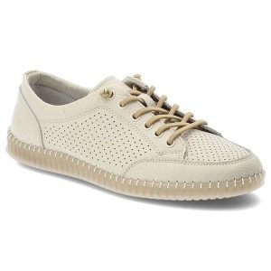 Półbuty damskie Vinceza, cholewka ze skóry naturalnej na płaskiej podeszwie z klasycznym sznurowaniem, beżowe, 79598. Brązowe półbuty VINCEZA, bez wzorów, ze skóry, bez obcasa, na płaskiej podeszwie, bez zapięcia. Za 144,90 zł.