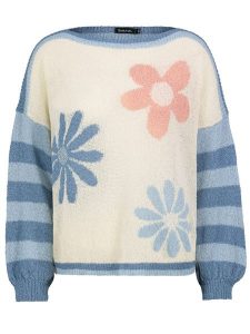 Sublevel Sweter w kolorze błękitno-kremowym rozmiar: S/M. Brązowe swetry oversize Sublevel, m, bez wzorów, bez ramiączek. Za 109,78 zł.