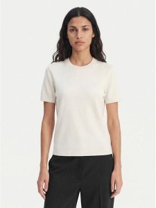 Calvin Klein T-Shirt LV147E303G Écru Regular Fit. Białe t-shirty Calvin Klein, s, bez wzorów, z wiskozy, bez kołnierzyka, bez ramiączek. Za 270,99 zł.