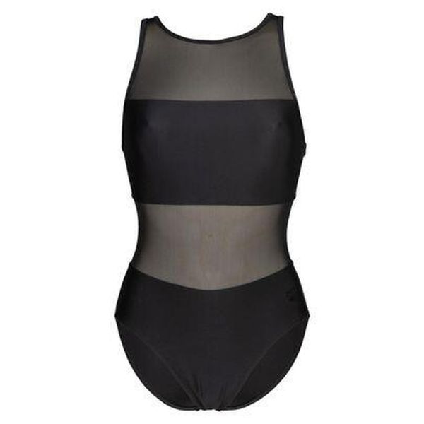 Damski kostium kąpielowy 1-częściowy Arena Panels Vent. Czarne stroje jednoczęściowe Arena, bez wzorów. Za 344,00 zł.