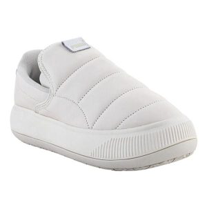 Buty Damskie Zamsz Projekt Wsuwany Mayu. Białe buty trekkingowe Puma, z zamszu, bez zapięcia. Za 674,99 zł.