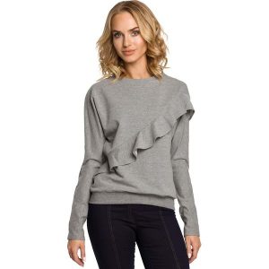 Szara Bluza Sportowa z Asymetryczną Falbanką. Bluzy marki 4f. Za 106,90 zł.