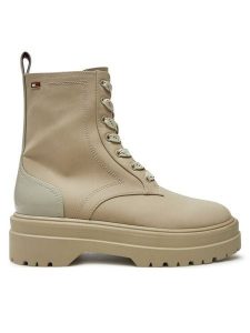 Tommy Hilfiger Trapery Flag Ventile Lace Up Boot FW0FW08287 Beżowy. Brązowe buty zimowe TOMMY HILFIGER, z materiału, bez obcasa, bez zapięcia. Za 799,99 zł.