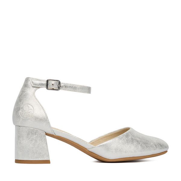 Czółenka Rieker. Szare czółenka Rieker, bez wzorów, bez obcasa, bez zapięcia. Za 319,99 zł.