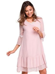 Stylove Sukienka w kolorze jasnoróżowym rozmiar: XL. Różowe sukienki Stylove, xl, bez wzorów, z koronki, bez kołnierzyka, bez ramiączek, mini. Za 167,99 zł.
