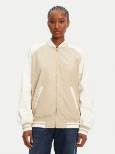 Tommy Jeans Kurtka bomber Souvenir DW0DW21432 Beżowy. Brązowe kurtki Tommy Jeans, s, bez wzorów, z jeansu, bez kaptura. Za 489,99 zł.