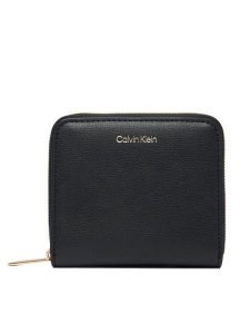 Calvin Klein Portfel Foil Logo Medium Zip Around LV04F1120G Czarny. Czarne portfele Calvin Klein, bez wzorów, ze skóry. Za 249,99 zł.
