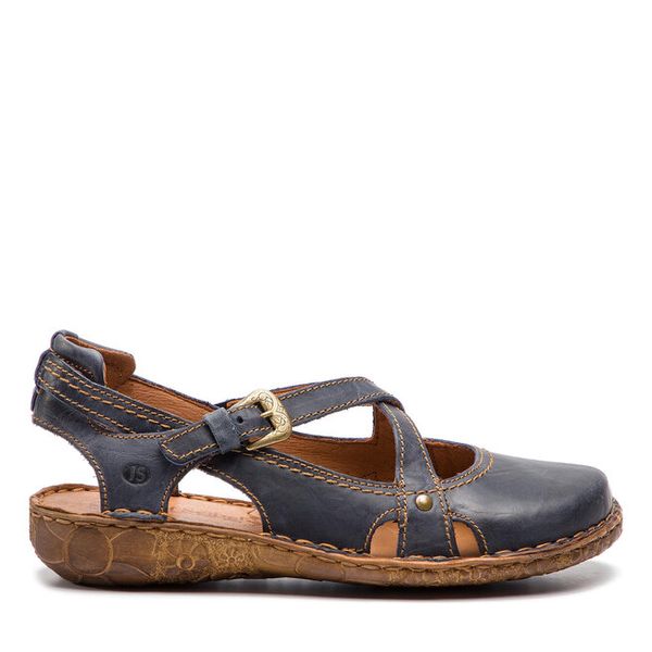 Sandały Josef Seibel. Niebieskie sandały Josef Seibel, bez wzorów, bez obcasa, na płaskiej podeszwie, bez zapięcia. Za 349,99 zł.