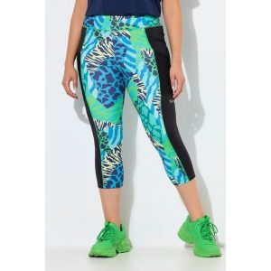 Damskie Legginsy capri wzór zwierzęcy elastyczny pas z recyklingu. Zielone legginsy Ulla Popken, bez wzorów, z materiału. Za 239,99 zł.
