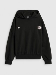 4F Bluza dresowa oversize z kapturem damska - czarna S. Czarne bluzy 4f, s, bez wzorów, z dresówki, z kapturem. Za 179,99 zł.