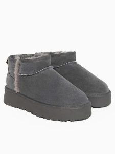 Gooce Skórzane botki zimowe "Wizz" w kolorze szarym rozmiar: 37. Szare botki Gooce, na zimę, bez wzorów, bez obcasa, na platformie, bez zapięcia. Za 217,99 zł.