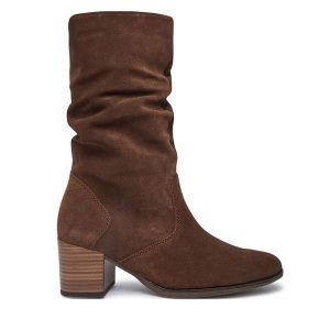 Kozaki Gabor. Brązowe kozaki Gabor, bez wzorów, bez obcasa, na słupku, bez zapięcia. Za 699,99 zł.