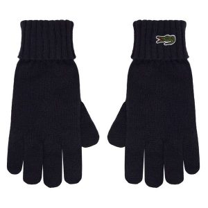 Rękawiczki Lacoste. Niebieskie rękawiczki Lacoste, bez wzorów, z dzianiny. Za 219,99 zł.