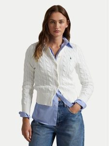 Polo Ralph Lauren Kardigan 211891643001 Biały Regular Fit. Białe kardigany Polo Ralph Lauren, z bawełny. Za 569,99 zł.