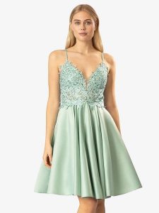 APART Sukienka w kolorze zielonym rozmiar: 36. Zielone sukienki Apart, bez wzorów, z koronki, sportowe, bez kołnierzyka, bez ramiączek, midi, rozkloszowane. Za 217,99 zł.