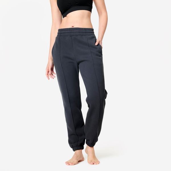 Spodnie dresowe damskie Domyos Gym & Pilates. Szare spodnie dresowe DOMYOS, xs, bez wzorów, z bawełny. Za 109,99 zł.