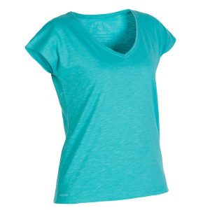 T-shirt Basic flammé zielony. Zielone koszulki sportowe TRIBORD, bez wzorów, z bawełny, bez ramiączek. Za 19,99 zł.