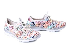 RIEKER L3252-90 multi, półbuty damskie. Półbuty Rieker, na lato, bez wzorów, bez obcasa, bez zapięcia. Za 359,90 zł.