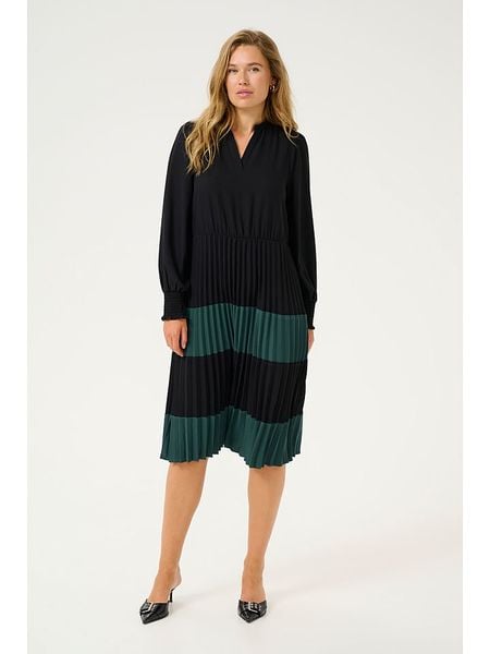CULTURE Sukienka "Betty" w kolorze zielono-czarnym rozmiar: M. Czarne sukienki Culture, m, bez wzorów, bez kołnierzyka, bez ramiączek, midi, rozkloszowane. Za 161,73 zł.