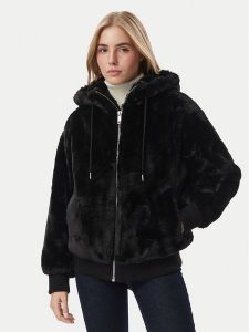 Guess Futro W6BL98 W5896 Czarny Regular Fit. Czarne płaszcze Guess, s, z aplikacjami, z futra, bez kaptura. Za 694,99 zł.