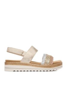 Remonte Sandały CEO-D0Q56-90 Złoty. Żółte sandały Remonte, bez wzorów, ze skóry, bez obcasa, na płaskiej podeszwie, bez zapięcia. Za 379,99 zł.