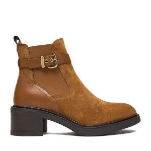 Botki U.S. Polo Assn. Brązowe botki U.S. Polo Assn., bez wzorów, bez obcasa, na słupku, bez zapięcia. Za 429,99 zł.