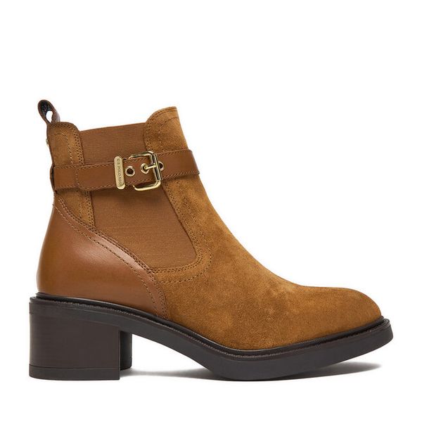 Botki U.S. Polo Assn. Brązowe botki U.S. Polo Assn., bez wzorów, bez obcasa, na słupku, bez zapięcia. Za 299,99 zł.