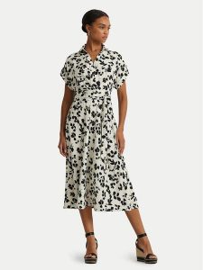 Lauren Ralph Lauren Sukienka koszulowa 250932707001 Écru Regular Fit. Sukienki Lauren Ralph Lauren, bez wzorów, z syntetyku, bez kołnierzyka, bez ramiączek, koszulowe. Za 649,00 zł.